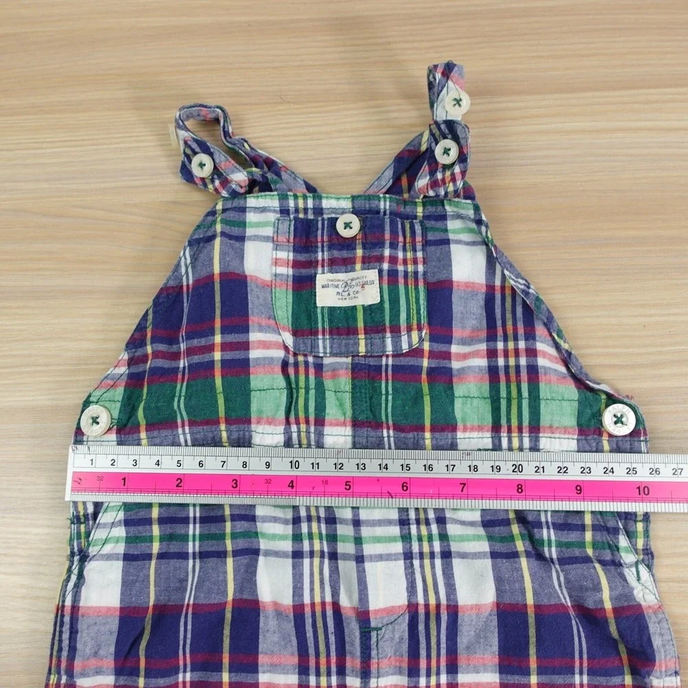 Ralph Lauren Overalls Baby 9M Blue Plaid Red Patchwork Madras Western‎ Summer